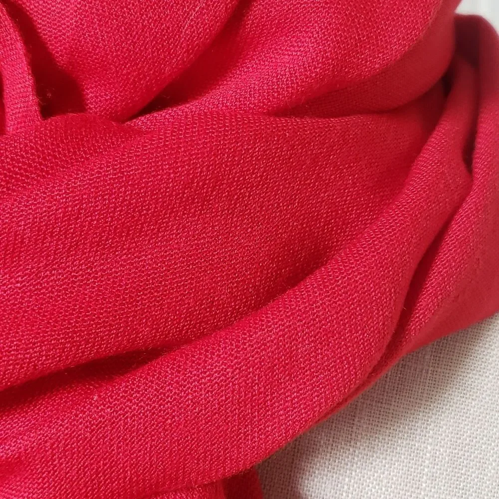 OZSOY Turkish Pashmina Scarf Red Lightweight Woven Fringe Wrap Shawl NWOT 72x28